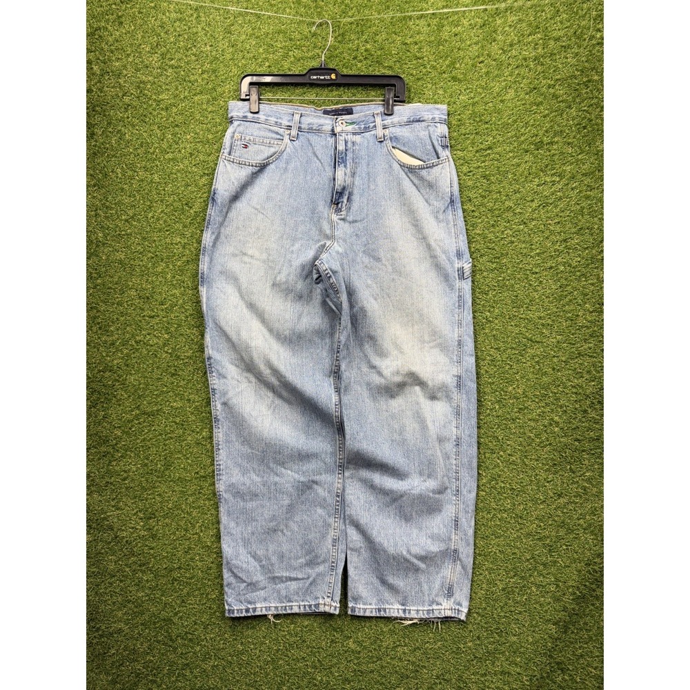 Tommy Hilfiger Carpenter Jeans Mens 34x30 Light Wash Utility Hammer Loop Work